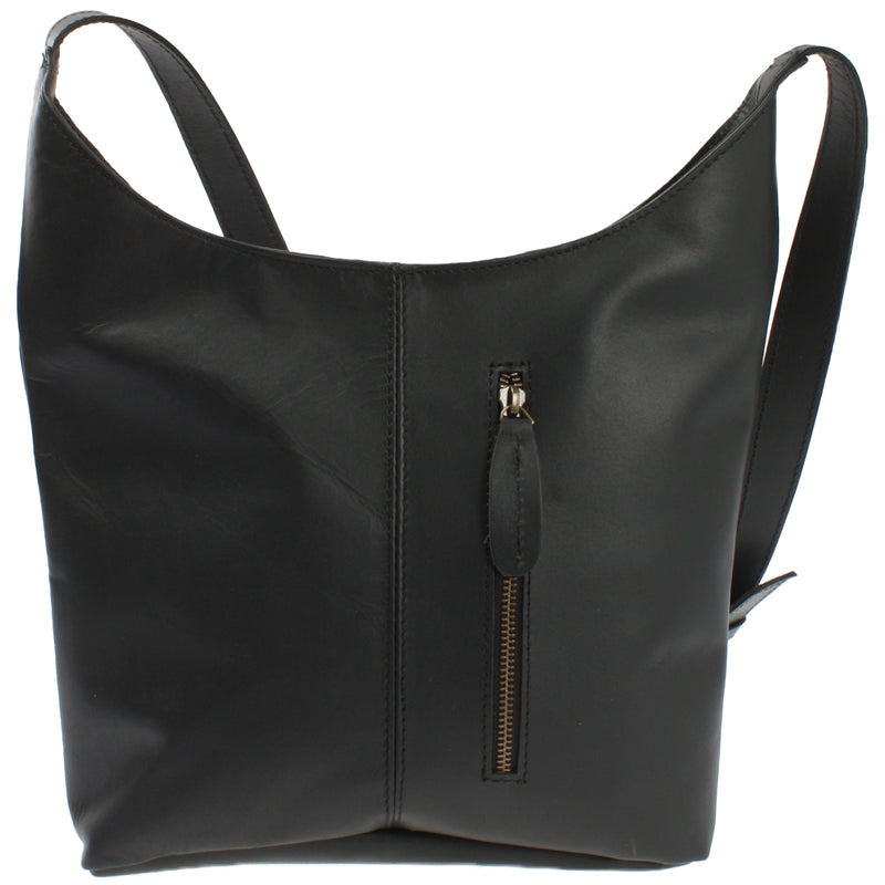 Leconi mittlere Umhängetasche Schultertasche Damentasche Leder schwarz LE0073 Exklusivangebot