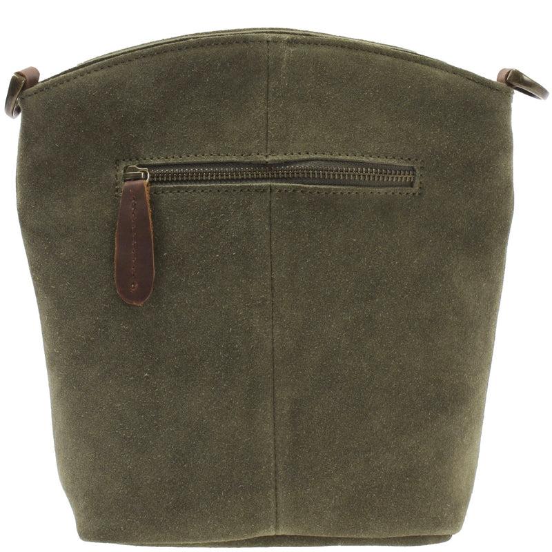 Leconi kleine Umhängetasche Schultertasche Freizeittasche Wildleder grün LE3049 Preisnachlass