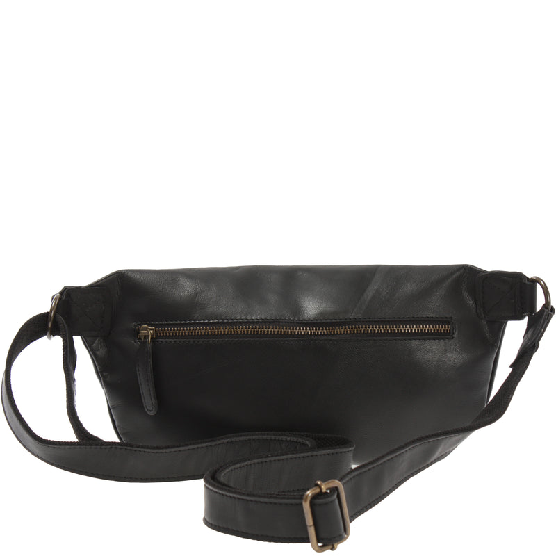Leconi große Bauchtasche Umhängetasche Crossbody Ledertasche Leder schwarz LE3087 Saisonschlussverkauf