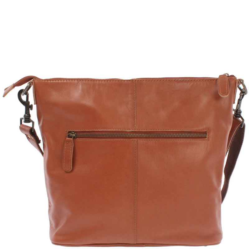 Leconi Umhängetasche Schultertasche Damentasche Ledertasche Leder cognac LE3067 Cyber Monday