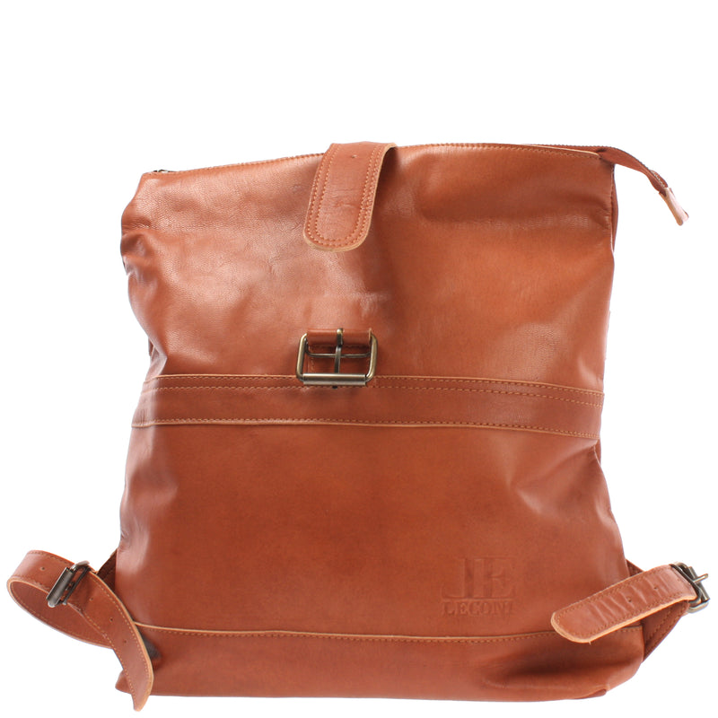 Leconi kleiner Roll Top Cityrucksack Rucksack Leder cognac LE1027 Osterangebot