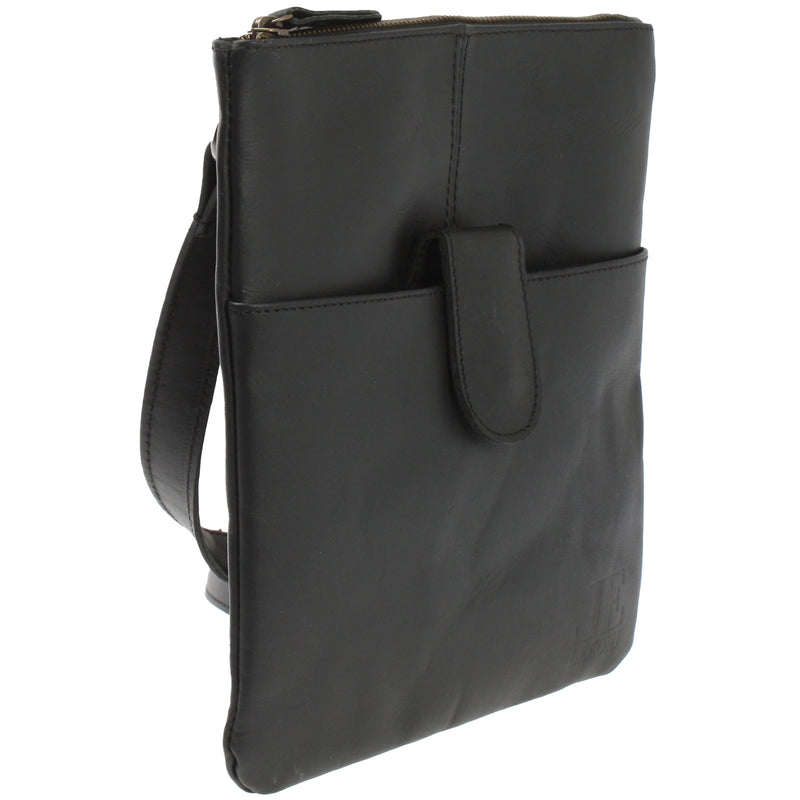 Leconi kleine Umhängetasche Damentasche Herrentasche Ledertasche schwarz LE3060 Muttertagsangebot