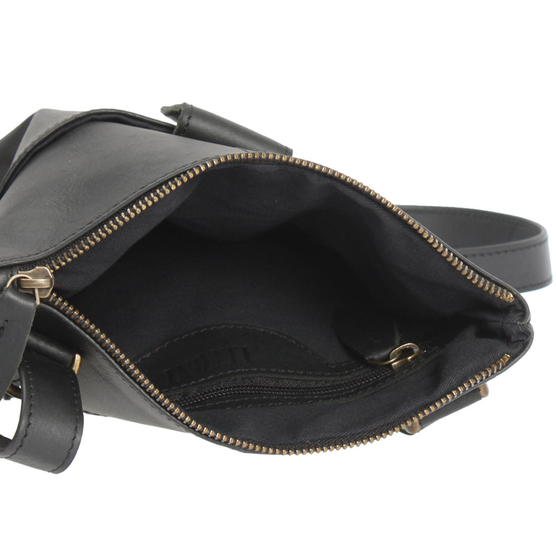 Leconi kleine Umhängetasche Damentasche Herrentasche Ledertasche schwarz LE3060 Muttertagsangebot