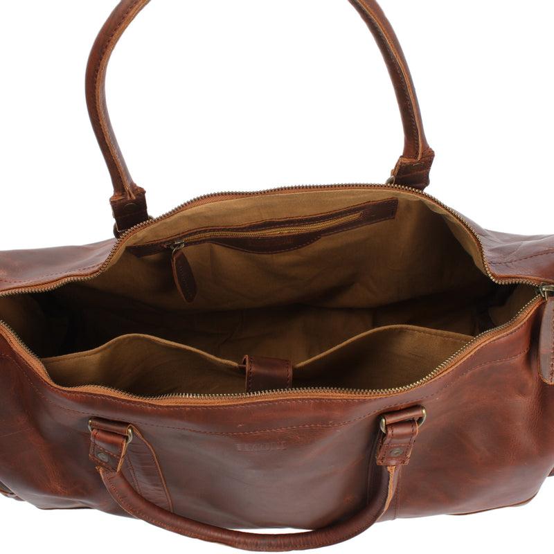 Leconi Reisetasche Weekender Sporttasche Damen Herren Leder braun LE2017 Jubiläumsangebot