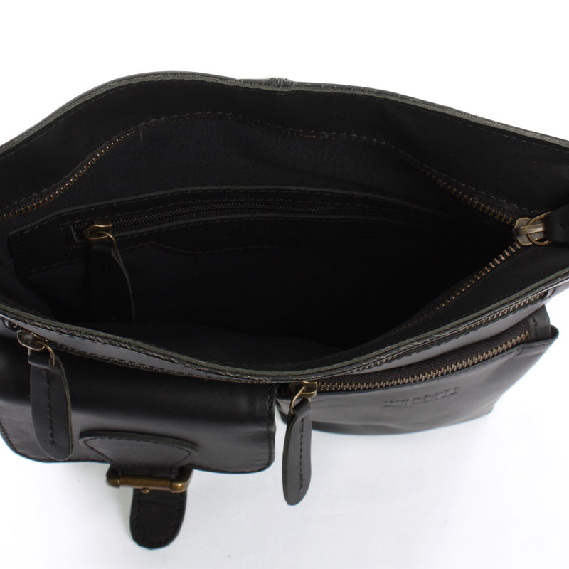 Leconi Umhängetasche Schultertasche Ledertasche Leder schwarz LE3084 Lagerräumung