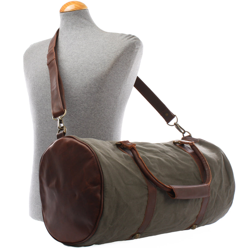Leconi Weekender Reisetasche Sporttasche vintage Leder Canvas grün LE2004 Heißer Verkauf