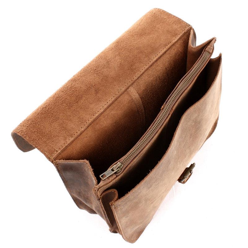 Leconi Umhängetasche Schultertasche Freizeittasche Büffelleder klein vintage braun LE3061 Top Angebot
