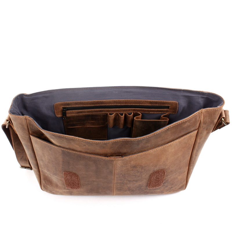 Leconi große Umhängetasche Schultertasche Messenger Bag Aktentasche Businesstasche Leder vintage braun LE3064 Neueste Mode