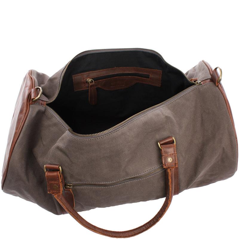 Leconi Weekender Reisetasche Sporttasche vintage Leder Canvas grau LE2004 Zeitlich begrenztes Angebot