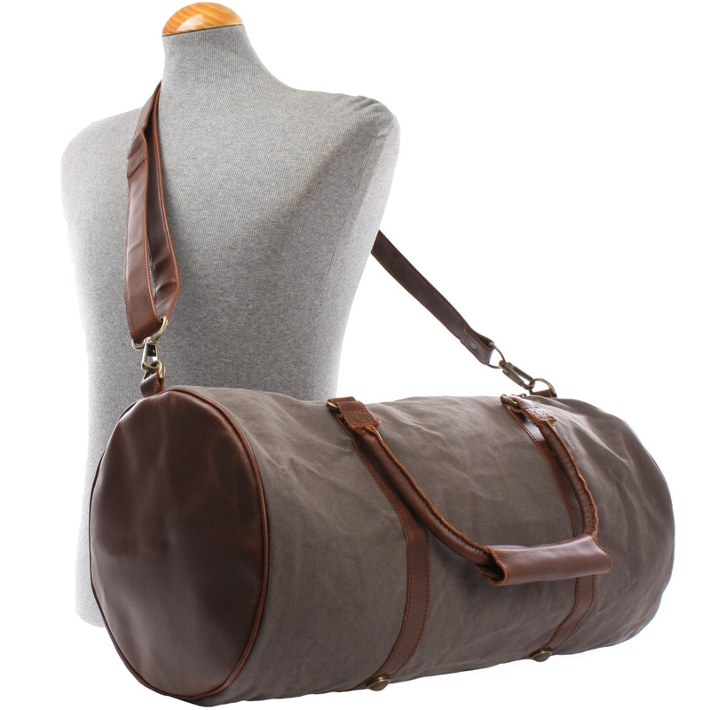 Leconi Weekender Reisetasche Sporttasche vintage Leder Canvas grau LE2004 Zeitlich begrenztes Angebot