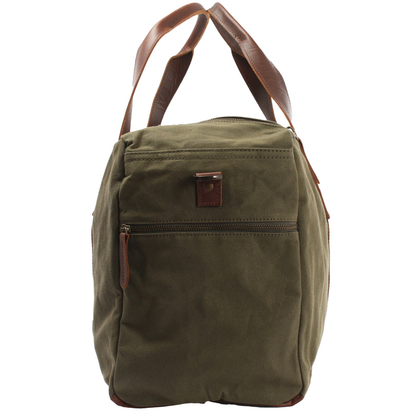 Leconi Weekender Sporttasche Reisetasche Damen Herren Leder Canvas grün LE2014 Exklusive Angebote