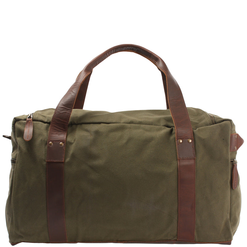 Leconi Weekender Sporttasche Reisetasche Damen Herren Leder Canvas grün LE2014 Exklusive Angebote