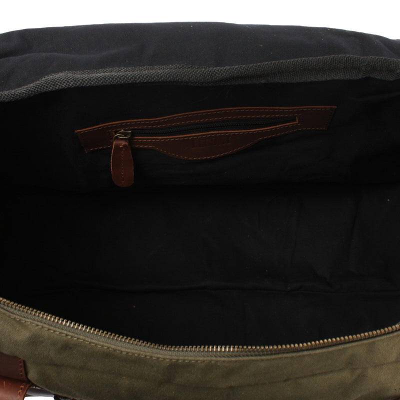 Leconi Weekender Sporttasche Reisetasche Damen Herren Leder Canvas grün LE2014 Exklusive Angebote