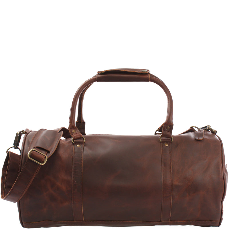 Leconi Weekender Reisetasche Sporttasche vintage Leder braun LE2004