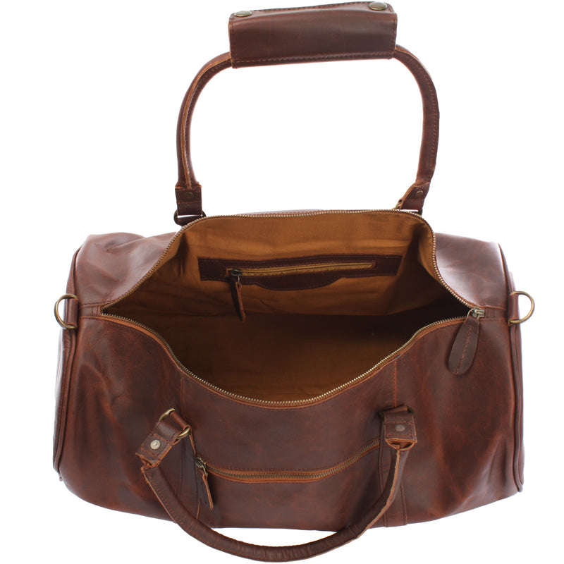 Leconi Weekender Reisetasche Sporttasche vintage Leder braun LE2004 Große Rabatte