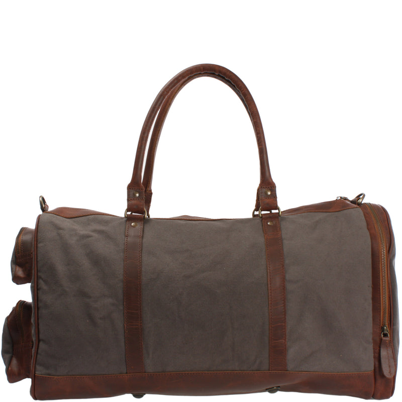 Leconi Reisetasche Weekender Sporttasche Damen Herren Leder Canvas grau LE2017 Bestseller
