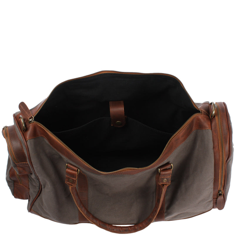 Leconi Reisetasche Weekender Sporttasche Damen Herren Leder Canvas grau LE2017 Bestseller