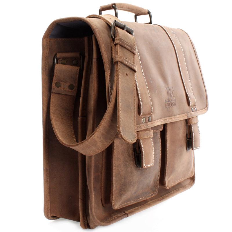 Leconi große Aktentasche Lehrertasche DIN A4 Leder braun LE3030 Saisonale Angebote