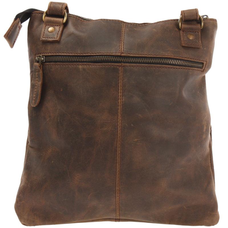 Leconi Umhängetasche Schultertasche Damen Herren Used Look Leder schlamm LE3011 Räumungsverkauf