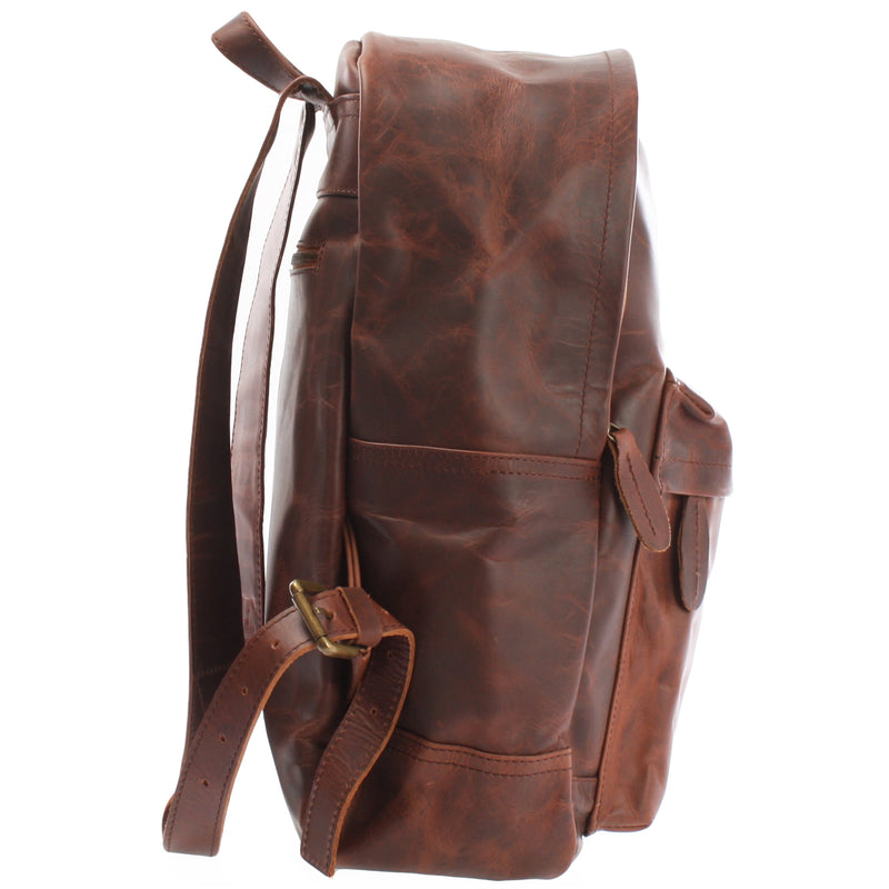 Leconi Rucksack Lederrucksack Freizeitrucksack Damen Herren Leder braun LE1009 Kauf eins, bekomm eins gratis