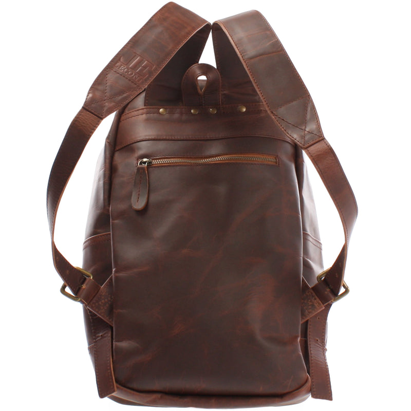 Leconi Rucksack Lederrucksack Freizeitrucksack Damen Herren Leder braun LE1009 Kauf eins, bekomm eins gratis