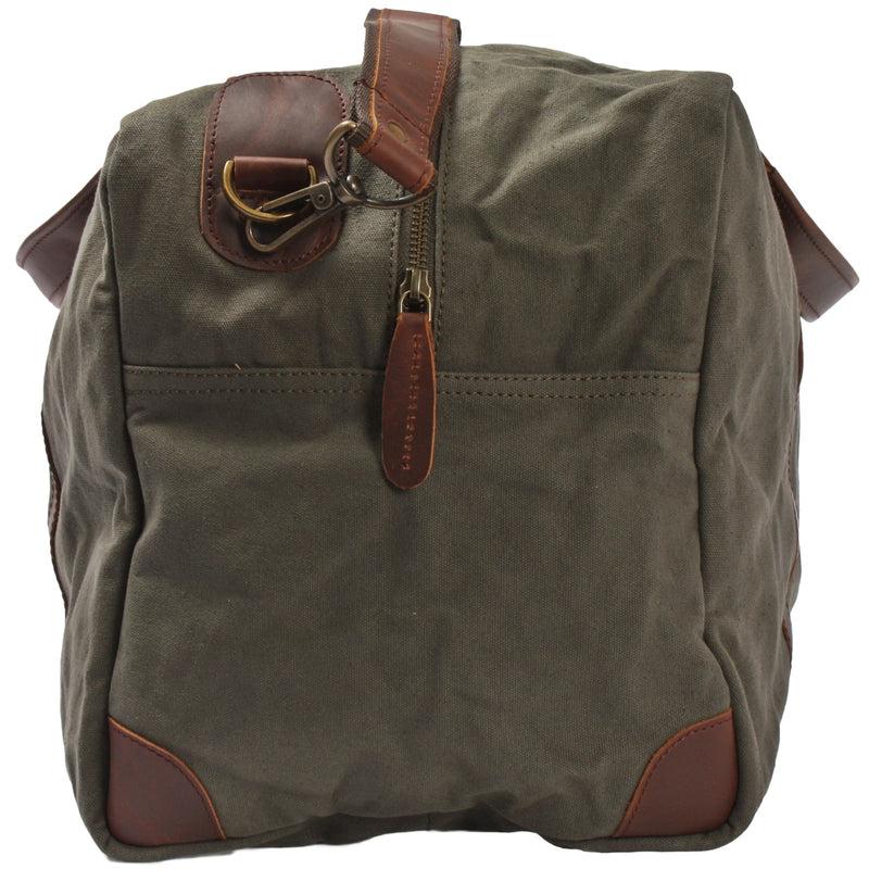 Leconi große Reisetasche Weekender Handgepäck Canvas Leder grün LE2020 Sonderangebote