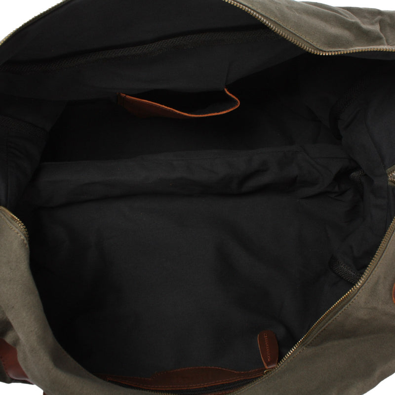 Leconi große Reisetasche Weekender Handgepäck Canvas Leder grün LE2020 Sonderangebote