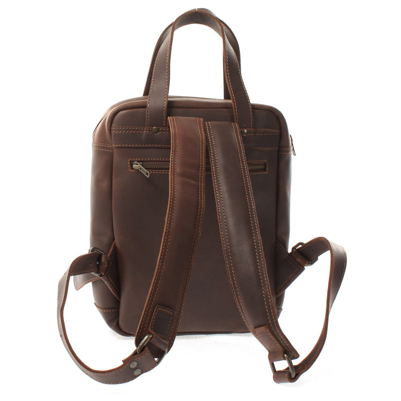 Leconi kleiner Rucksack Lederrucksack Leder dunkelbraun LE1028 Riesige Ersparnisse