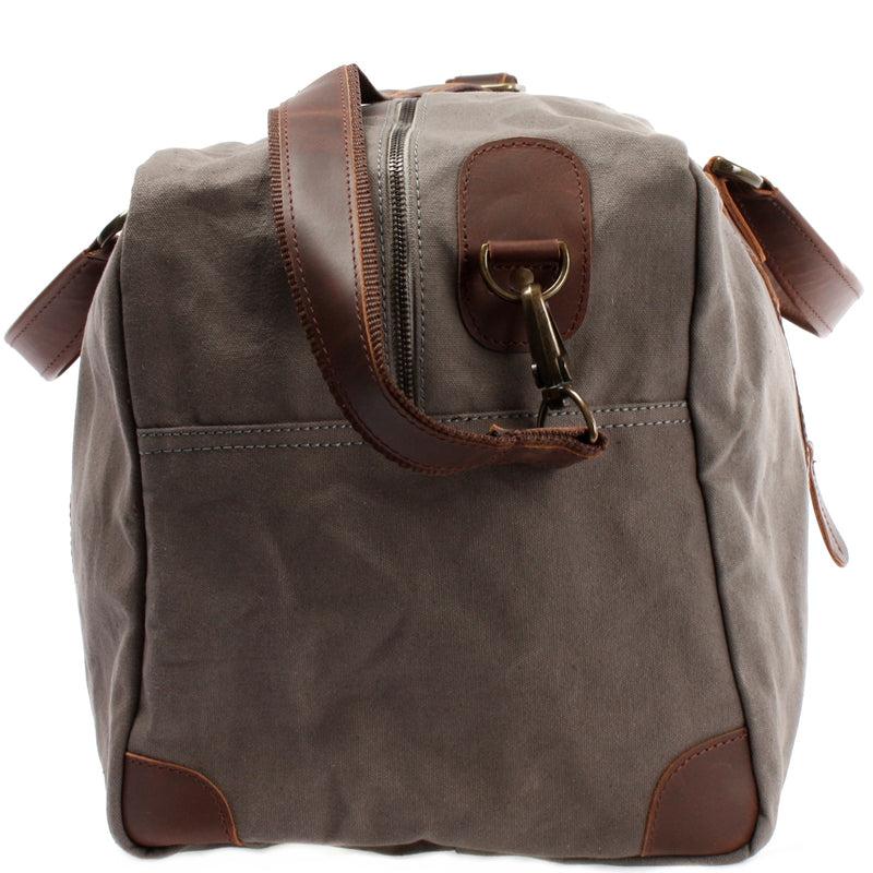 Leconi große Reisetasche Weekender Handgepäck Canvas Leder grau LE2020 VIP-Rabatte