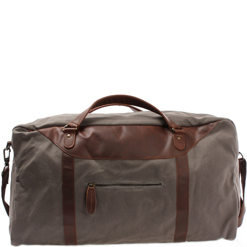 Leconi große Reisetasche Weekender Handgepäck Canvas Leder grau LE2020 VIP-Rabatte
