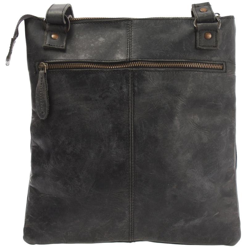 Leconi Umhängetasche Schultertasche Damen Herren Used Look Leder grau LE3011 Tiefpreis