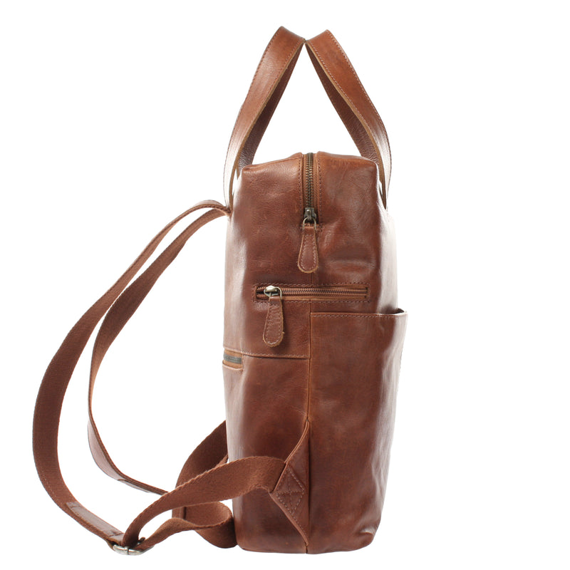 Leconi Rucksack Lederrucksack Freizeitrucksack Damen Herren Leder braun LE1023 Super Sparpreis