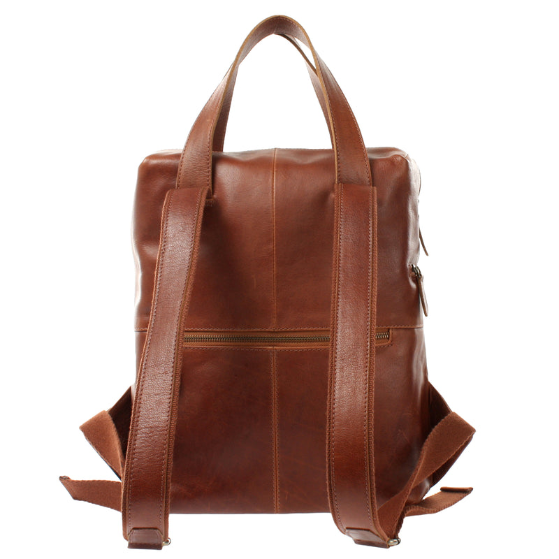 Leconi Rucksack Lederrucksack Freizeitrucksack Damen Herren Leder braun LE1023 Super Sparpreis