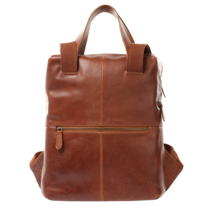 Leconi Rucksack Lederrucksack Freizeitrucksack Damen Herren Leder braun LE1023 Super Sparpreis