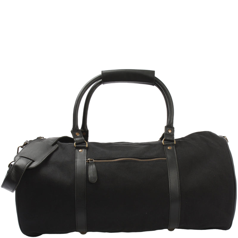 Leconi Weekender Reisetasche Sporttasche vintage Leder Canvas schwarz LE2004