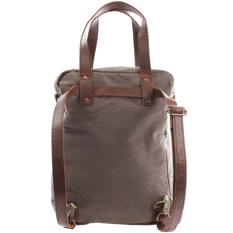 Leconi Rucksack Umhängetasche Damen Herren Leder Canvas grau LE1014 JETZT KAUFEN
