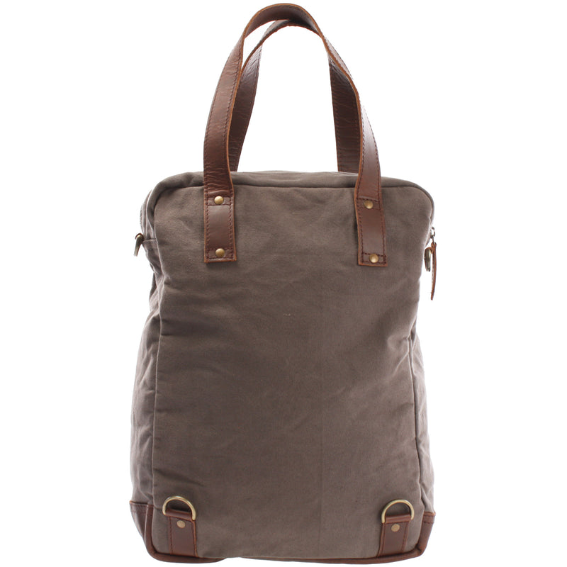 Leconi Rucksack Umhängetasche Damen Herren Leder Canvas grau LE1014 JETZT KAUFEN