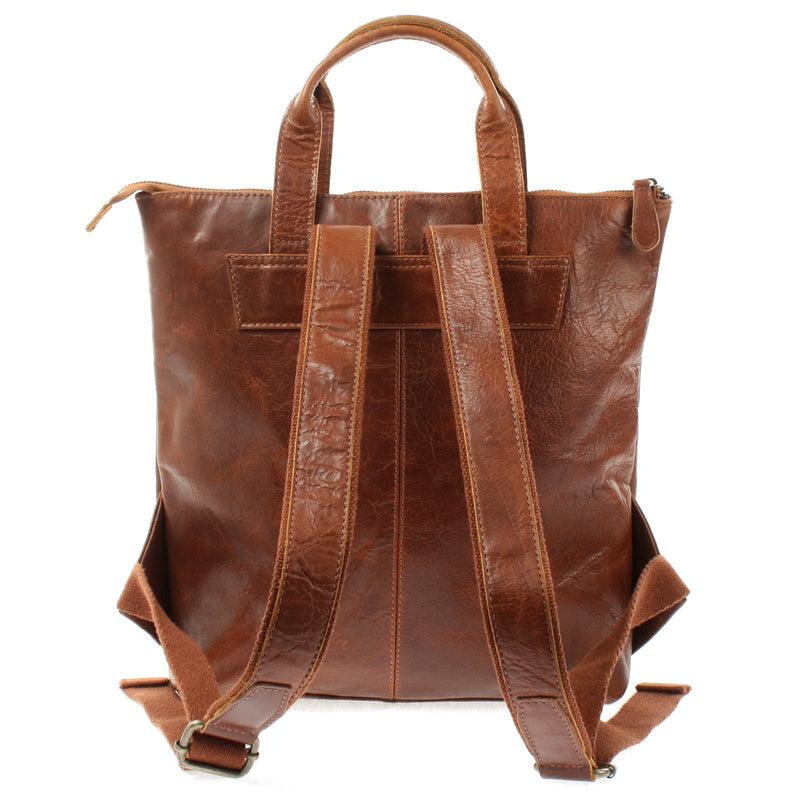 Leconi Rucksack Lederrucksack Freizeitrucksack Damen Herren Leder braun LE1031 Neueste Stile