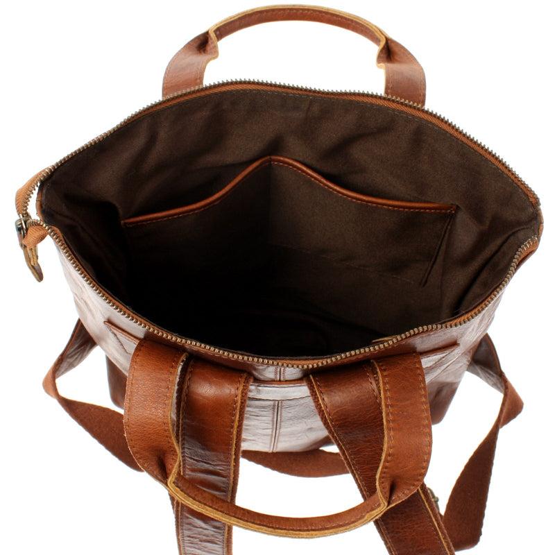 Leconi Rucksack Lederrucksack Freizeitrucksack Damen Herren Leder braun LE1031 Neueste Stile
