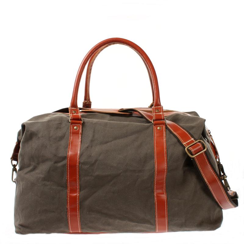 Leconi Reisetasche Weekender Handgepäck Leder Canvas grau LE2010 Letzte 2 Tage