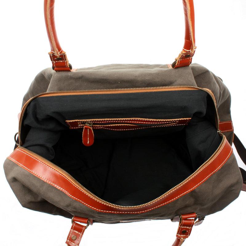 Leconi Reisetasche Weekender Handgepäck Leder Canvas grau LE2010 Letzte 2 Tage