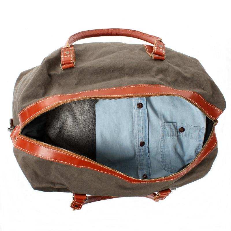 Leconi Reisetasche Weekender Handgepäck Leder Canvas grau LE2010 Letzte 2 Tage