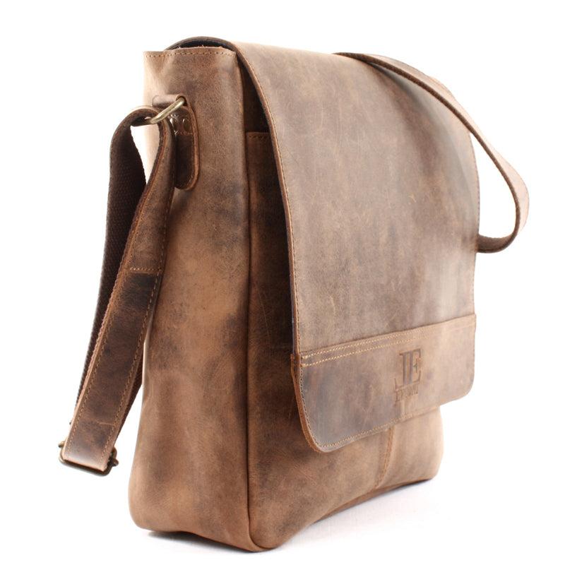 Leconi Umhängetasche Schultertasche Messenger Bag Kuriertasche Businesstasche Leder vintage braun LE3063 Letzter Tag