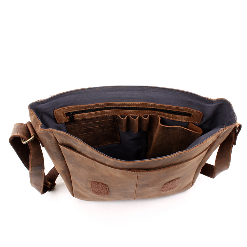 Leconi Umhängetasche Schultertasche Messenger Bag Kuriertasche Businesstasche Leder vintage braun LE3063 Letzter Tag