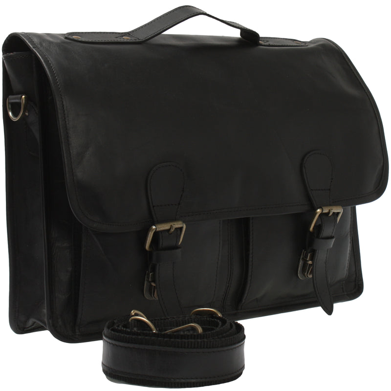 Leconi Aktentasche Businesstasche Messenger Bag Vintage Leder schwarz LE3009 Zeitbegrenzte Promotion