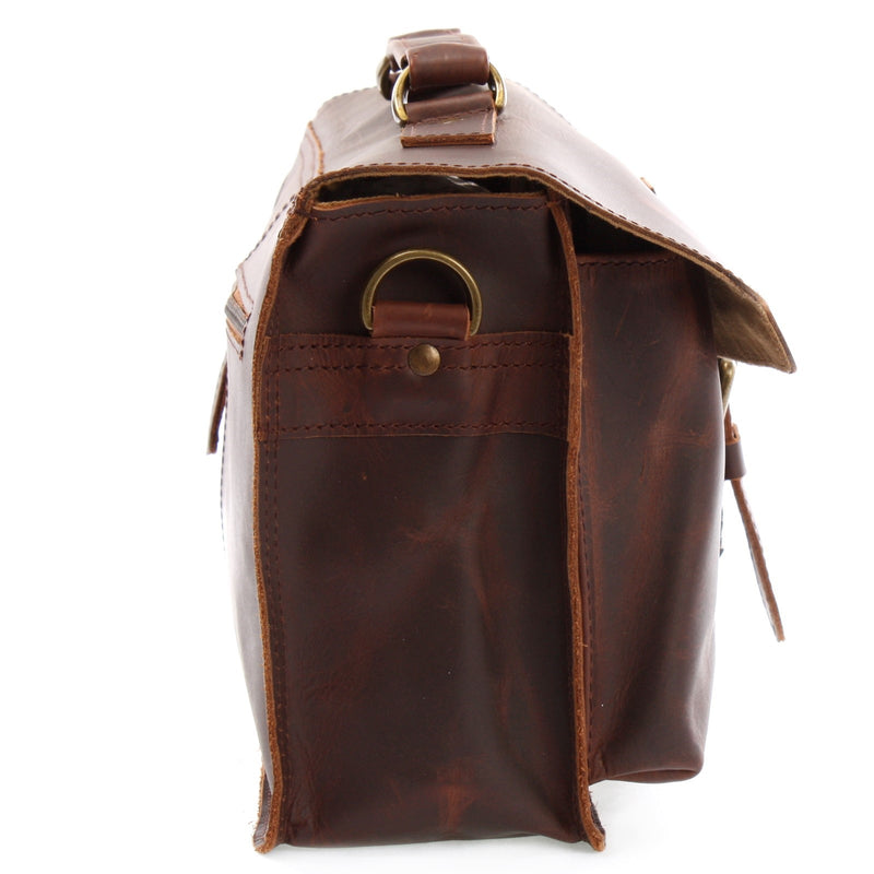Leconi kleine Umhängetasche Schultertasche Damen Herren Leder braun LE3023 Bis zu 50% Rabatt