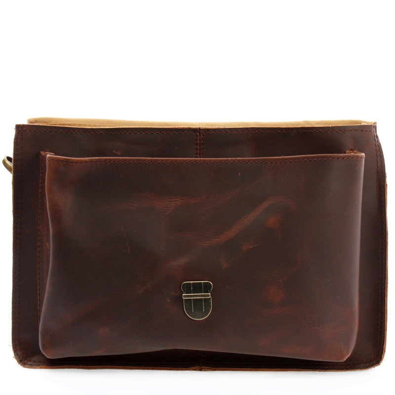 Leconi kleine Umhängetasche Schultertasche Damen Herren Leder braun LE3023 Bis zu 50% Rabatt