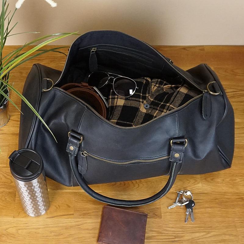 Leconi Weekender Reisetasche Sporttasche vintage Leder schwarz LE2004 Bis zu 60% Rabatt