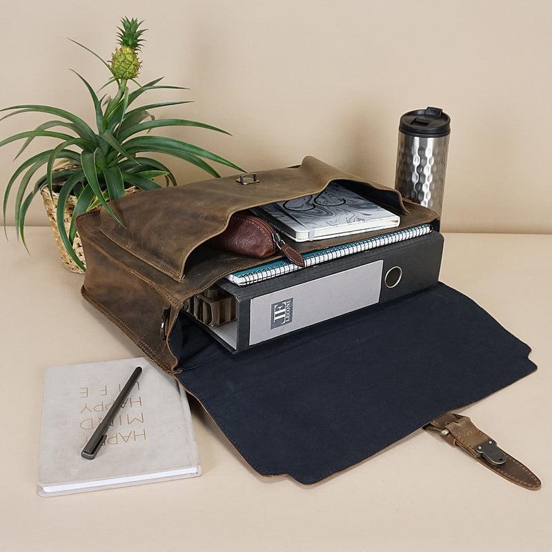 Leconi Aktentasche Businesstasche Messenger Bag Vintage Leder schlamm LE3008 Bis zu 65% Rabatt