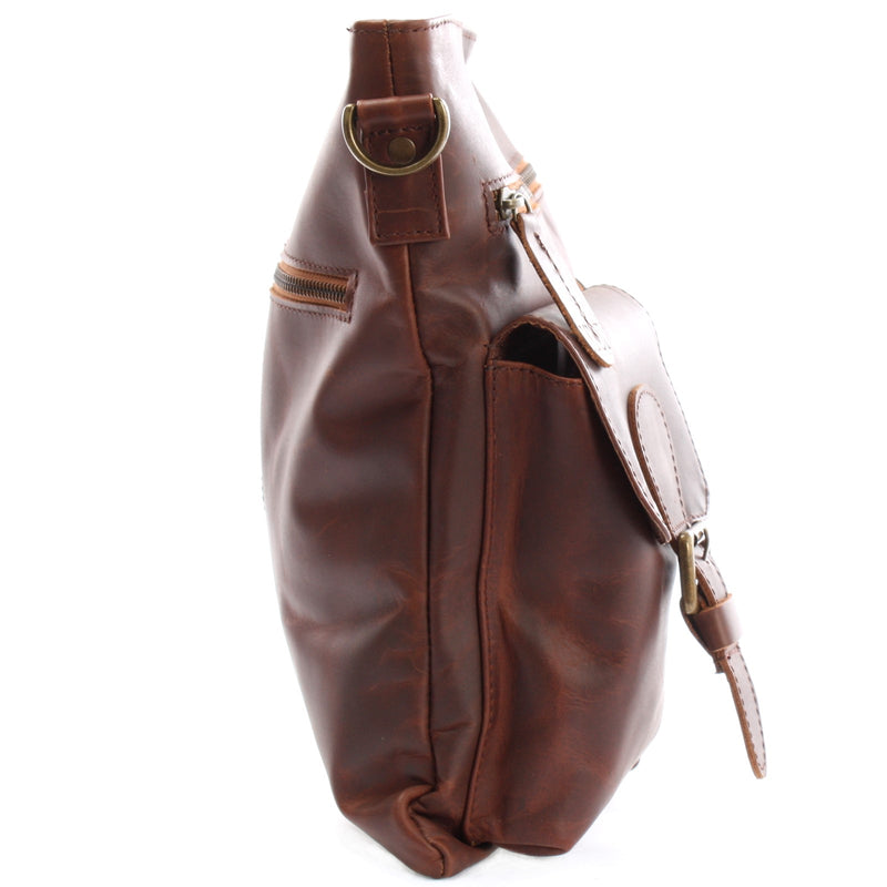 Leconi Umhängetasche Schultertasche Ledertasche Leder braun LE3084 Sonderangebot der Fabrik